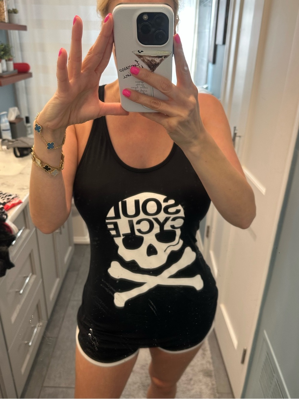 Nike Black Racerback Tank with White Skull Graphic